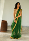 Handwoven Handprinted  Green Bengal Cotton Saree